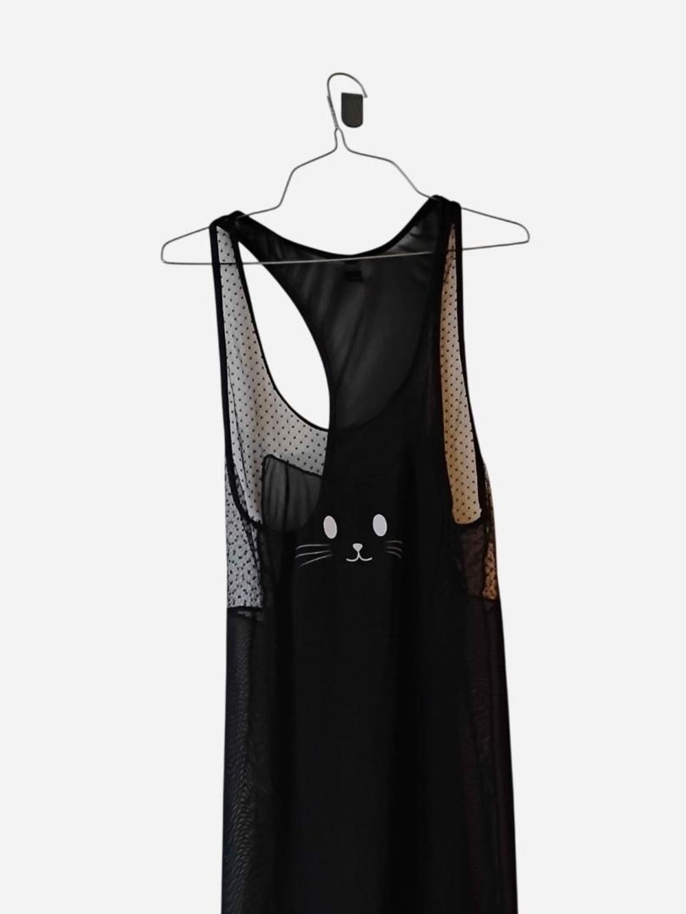 Hot Topic Black Sheer Cat Face Mini Dress Swimsuit Cover